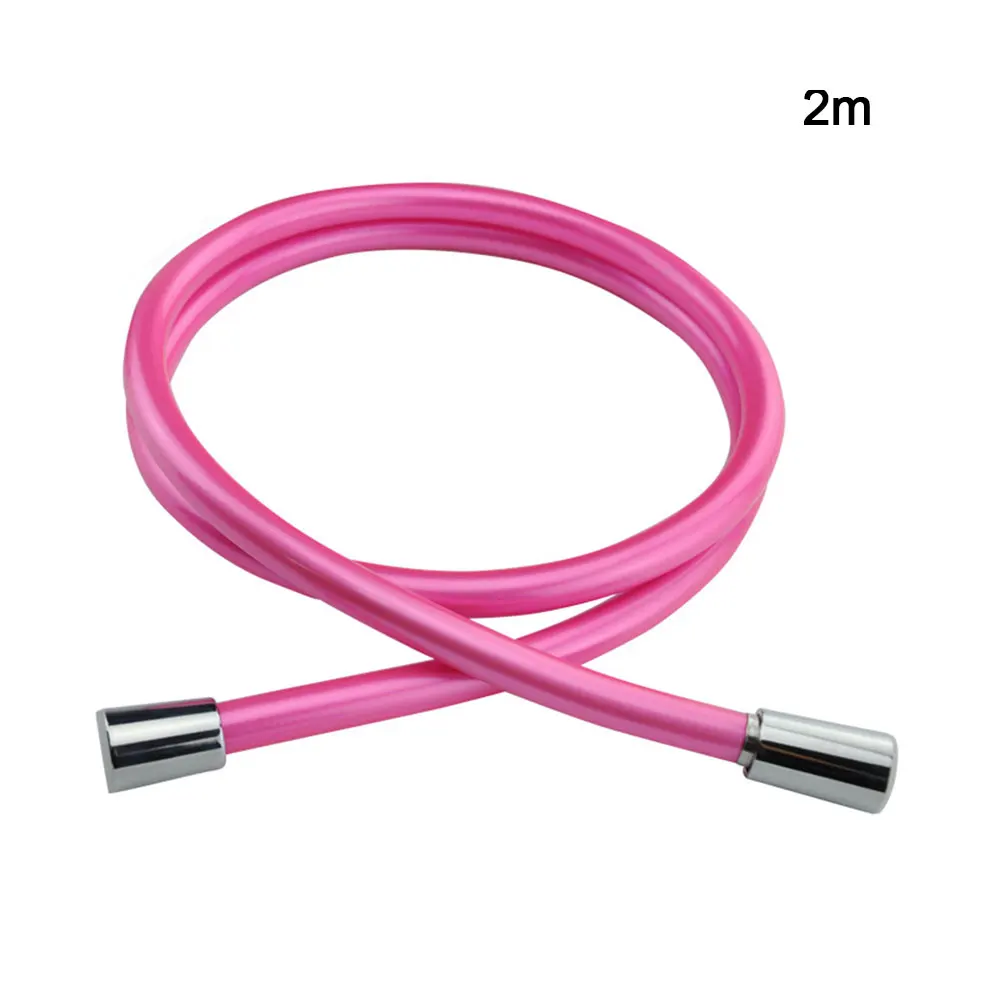 Pink 2m Гибкий ПВХ душевой шланг Взрывозащищенная душевая головка водонагреватель дождевая вода распылительная труба для дома ванная комната - Цвет: Pink 2m