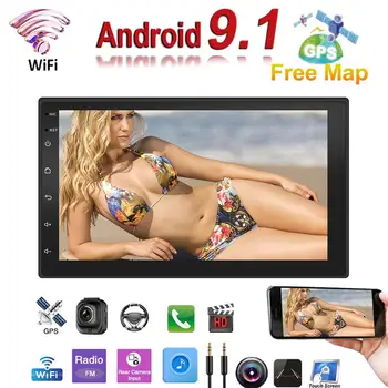 

7 Inch 2 Din Android 9.1 Car Multimedia Video Player Quad Core Auto Radio Bluetooth WIFI Audio Mirrorlink MP5 Player&Rear Camera