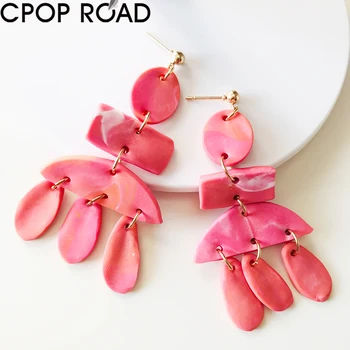 

Creative Polka Dot Tassel Polymeric Clay Earrings Fashion Jewelry Elegant Cute Handmade Soft Clay Dangle Earrings for Women Gift
