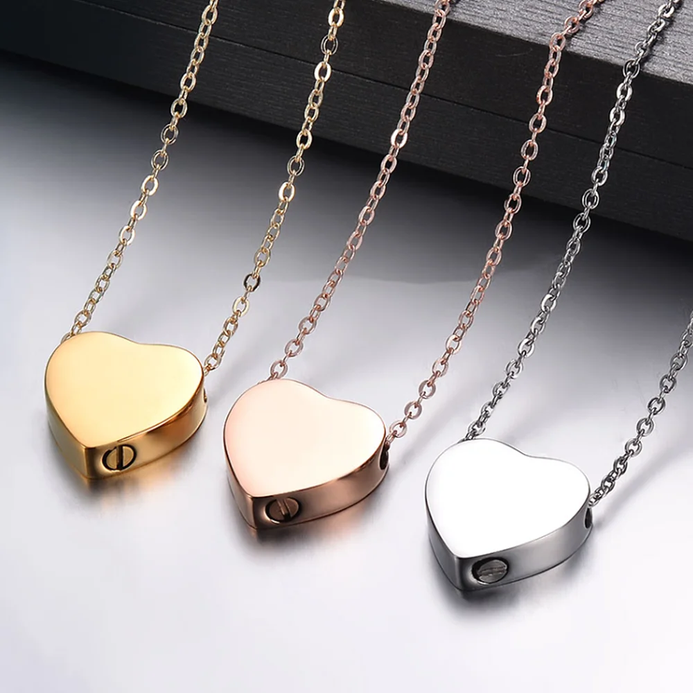 Stainless Steel Glossy Heart Pendant Cremation Jewelry Memorial