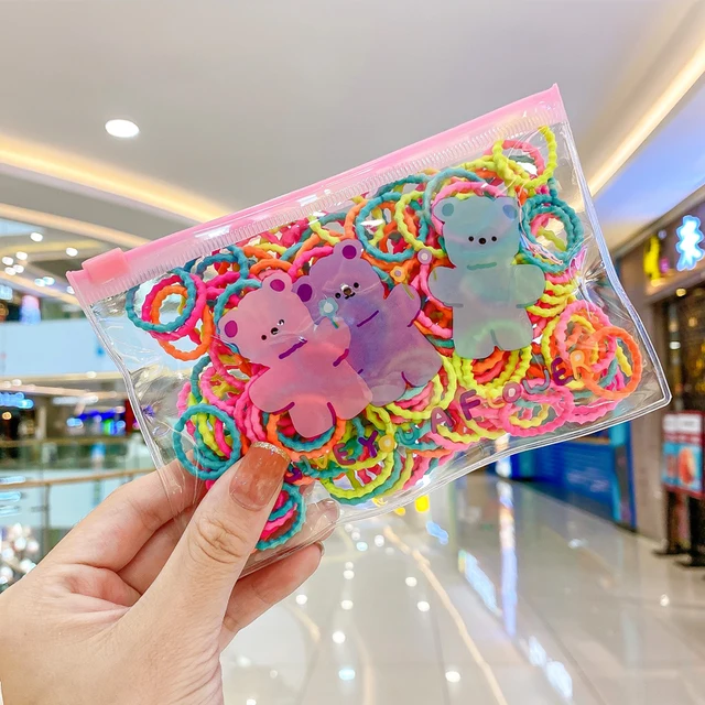50/100/200 Pcs/Bag Children Cute Candy Cartoon Solid Elastic Hair Bands Girls Lovely Srunchies Rubber Bands Kid Hair Accessories Mix-9-100 Pcs