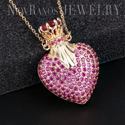 Ожерелье с кулоном в виде сердца, ожерелье с кубическим цирконием, винтажное ожерелье с кулоном, женское модное ювелирное изделие PGY026 - Окраска металла: ruby-gold