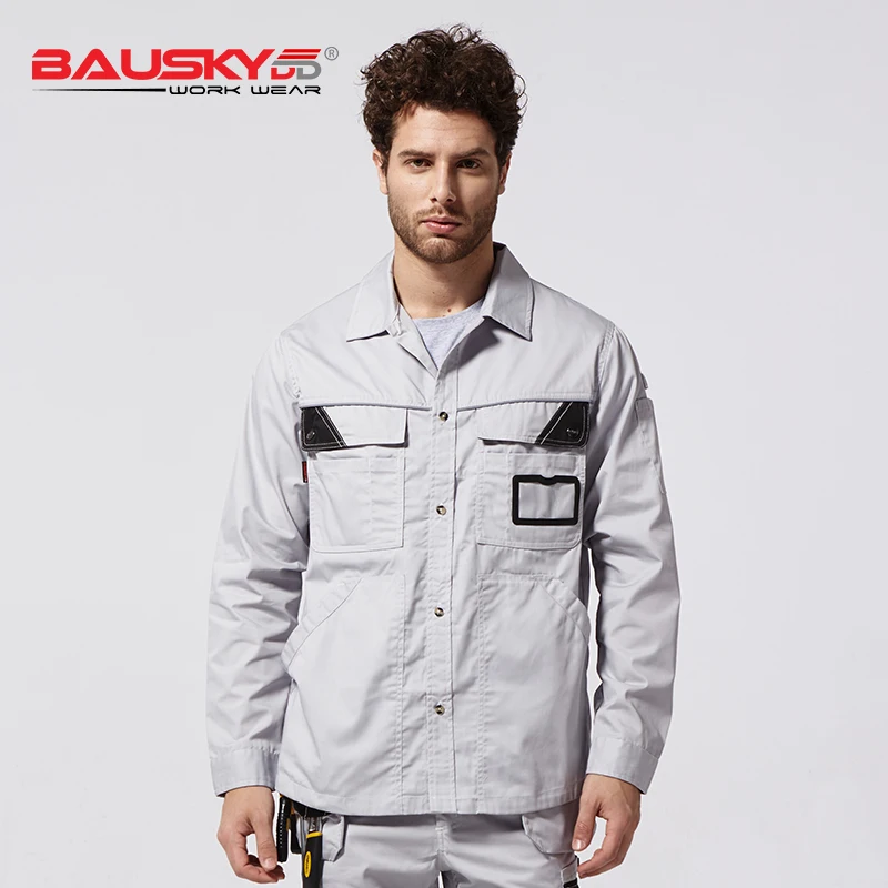 

Bauskydd B229 workwear mens autumn work shirt grey overalls safety working clothes Spring comfort breath material free shipping