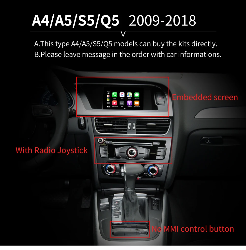 Carlinkit беспроводной CarPlay для Audi A6 A7 A8 C7 Q7 2010- MMI 3g/3g+ интерфейс muItimedia CarPlay& Android авто комплект модернизации