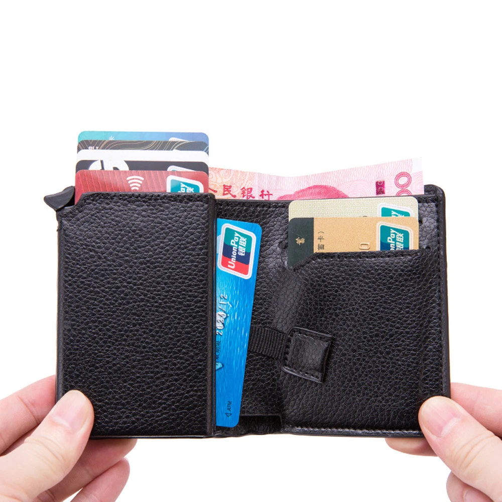 Мультикарбоновый Противоугонный держатель для карт RFID всплывающий смарт-кошелек клатч мульти мужской и женский чехол для карточек унисекс