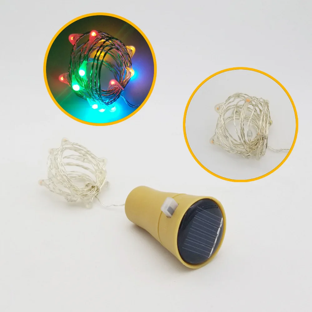 changeable 6 pcs per lot 10LED/15LED/20LED Garland Solar Wine Bottle Lights Fairy Lights Christmas Light LED Copper Garland Wire led light - Испускаемый цвет: changeable