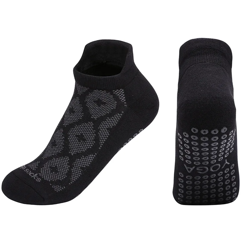 Chaussettes Antidérapantes Femmes,3pcs Noires Chaussettes en Coton Homme pour Pilates,Barre,Yoga,Ballet,Sport - Sport