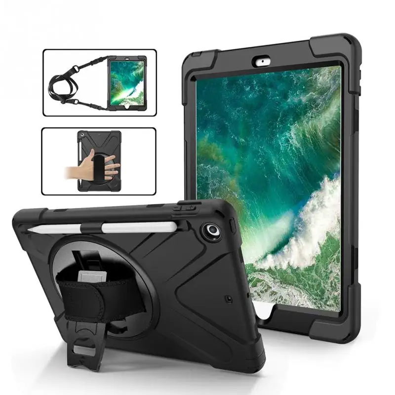 

Accessories Tablet Cover Carry Strap Slim Shockproof Protective Anti-fall Rugged Case 360 Rotating Kickstand For IPad 7 10.2 201
