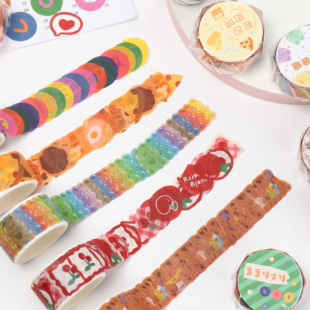 100 uds/rollo lindo Oso de La Flor de corazón de amor Washi cinta decorativa cinta adhesiva calcomanías de álbumes de recorte para bricolaje etiqueta Kawaii cintas de enmascarar