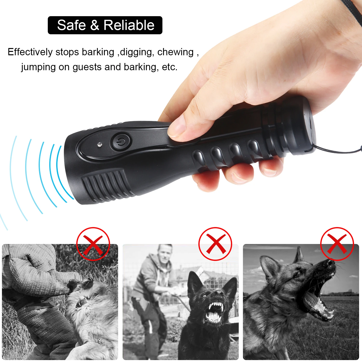 3 in 1 Anti Barking Stop-Barking Ultrasonic Dog Repeller Outdoor Bark Pet Trainer