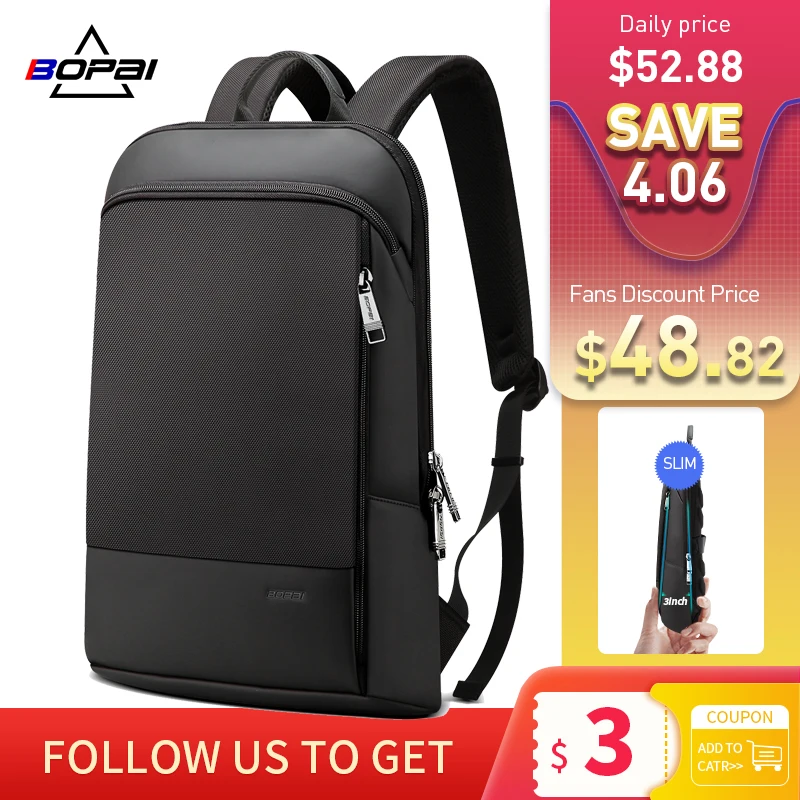 PROD 33030605725 BOPAI Men Backpack Thin Back Pack Slim Laptop Backpack
Men Office Work Business Bag Unisex Black