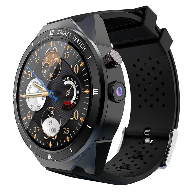 Новые мужские Смарт-часы 1,3" с сенсорным экраном, sim-карта, Bluetooth, 3g, gps, 1 Гб+ 16 ГБ, Android 7,0, пульсометр, gps, шагомер, умные часы для Ios - Цвет: Black