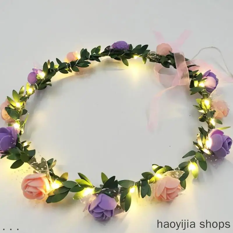 

New children's beach travel 20 lights button battery headwear fashion LED string light garland