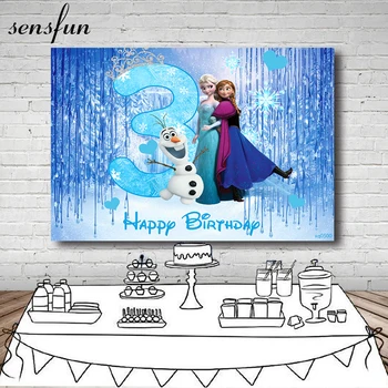 

Sensfun Frozen II Princess Elsa Anna Girls Birthday Party Backdrop Ice Winter Photography Backgrounds For Photo Studio Custom