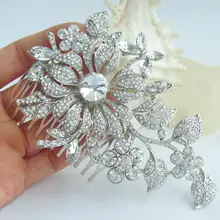 Великолепный свадебный головной убор из прозрачного горного хрусталя с цветком расческа для волос подружки невесты ювелирные изделия FSE04712C1