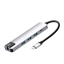Ступица из алюминиевого сплава Heat-5in1 USB type C Hub 4K Hdmi USB C Gigabit Ethernet RJ45 LAN адаптер для ПК 2 USB 3,0 USB-C