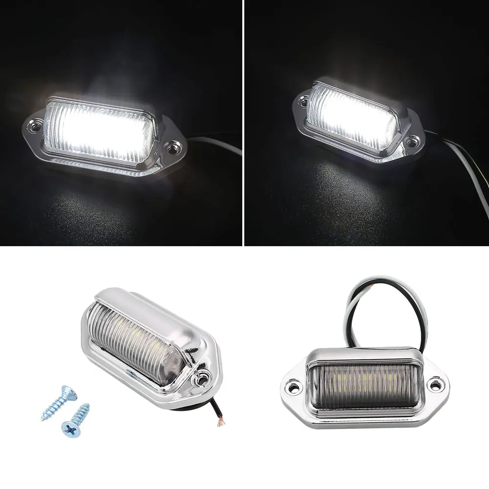 License Plate Light Side Light Automotive Taillight Truck Trucks 6LED Silver Universal
