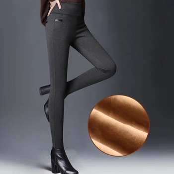 

High quality Black Warm Pants Winter Skinny Thick Velvet Wool Fleece Girls Leggings Women Trousers Lambskin Cashmere Leggings