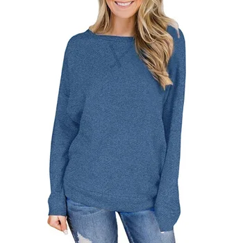 

Large Size Female Sweatershirt Fashion Women Casual Simple Solid Color O-Neck Tops Casual Long Sleeve Soft Loose Ladies Clothes
