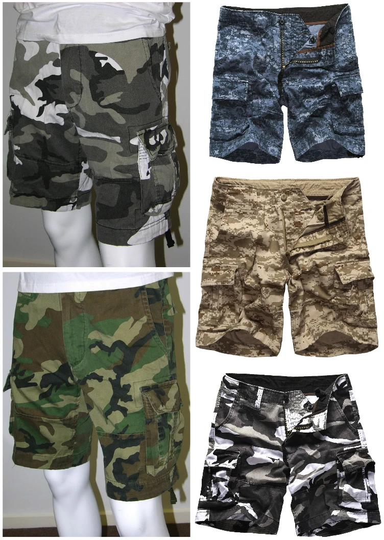 Mens Army Military Camouflage Cargo Shorts Outdoor Camping Work Fishing Hunting Multi-pockets Shorts Waist 30 to 42 inches