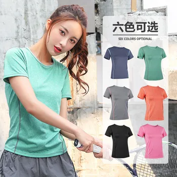 

13 Color 2XL 3XL Women Solid Yoga Shirts Sexy O Neck Plus Size Sport Wear Workout Tops Fitness Quick Dry Breathable Sports Shirt