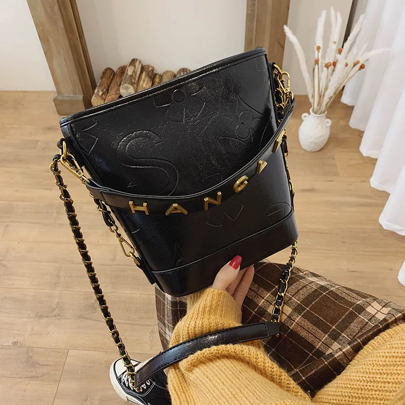 Высококачественная большая сумка на плечо с цепочками, женские дорожные сумки, роскошные сумки, женские брендовые сумки, дизайнерские сумки с монограммой - Цвет: 001 Black