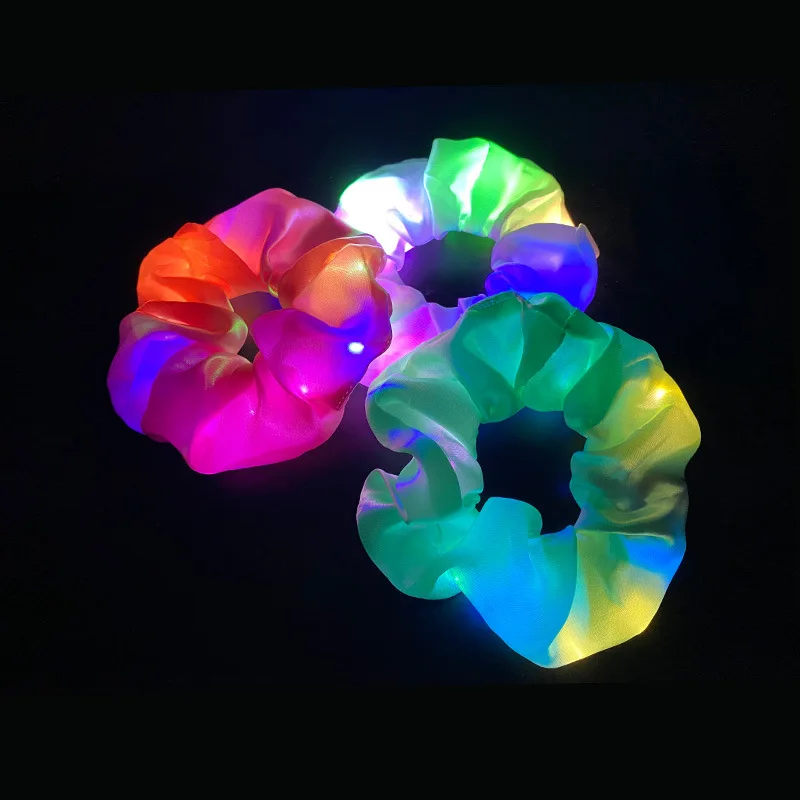 

luminous pig large intestine hair ring three gears shiny satin cloth fat intestine hair ring nightclub bungee hair ropeheaddress