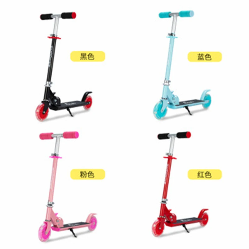 Children's scooter, kids flashing wheel, foldable two-wheeled scooter, 6-12 years old, skating, sled, baby carriage