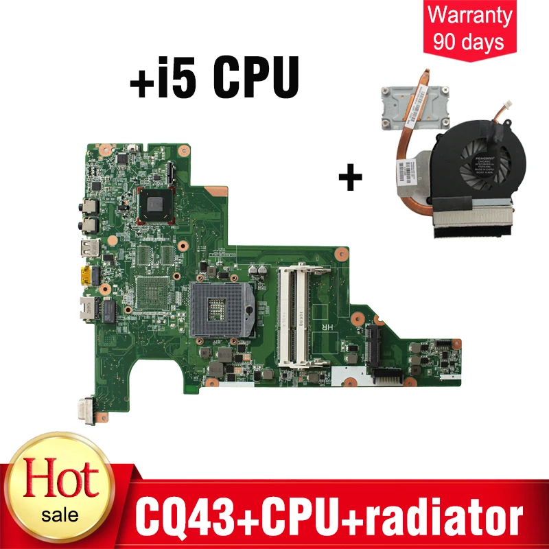 

646177-001 CQ43 motherboard HM65+ I5 CPU + radiator For HP CQ43 CQ57 430 431 435 630 635 Laptop Motherboard