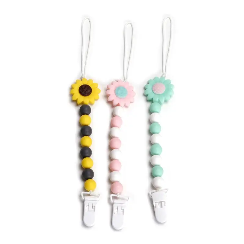 Sunflower Chain Appease Pacifier Infant Nipple Feeding Anti-fall Clip Chew Toy