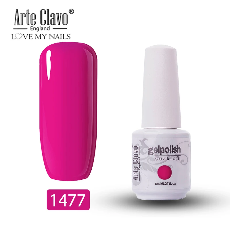 Arte Clavo 8 мл Гель-лак для ногтей набор маникюрный лак Топ Светодиодный УФ-гель лак удаляющийся замачиванием блеск для ногтей гель для украшения лака - Цвет: 1477