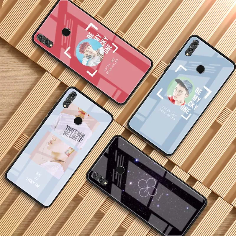 Kpop exo Lucky one KOKOPOP Tempered Glass Phone Case For Huawei P20 P30 lite PRO MATE 20 Honor 10 | Мобильные телефоны и