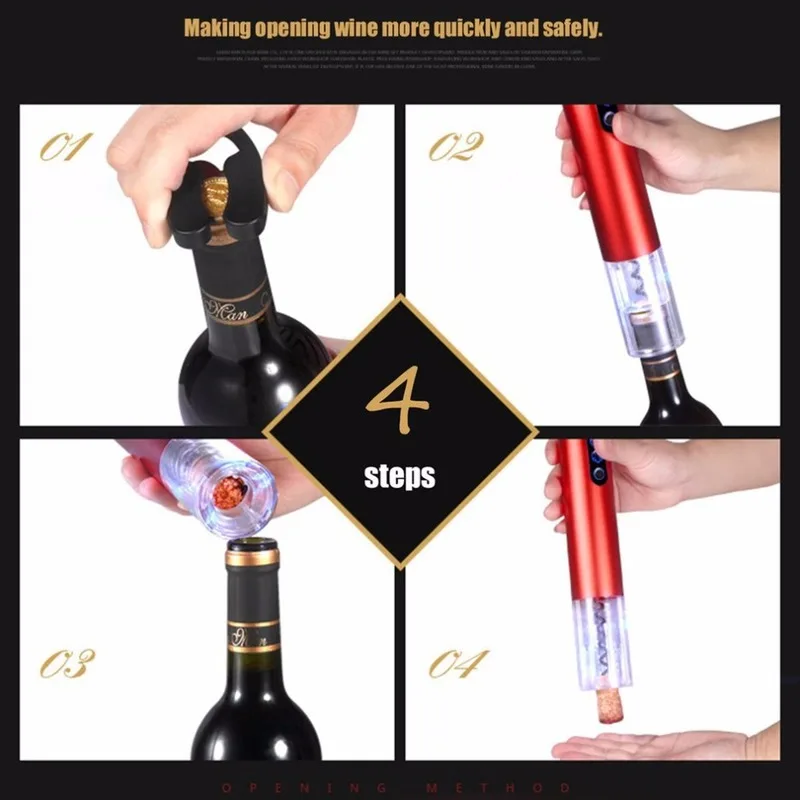 High Quality Electric Wine Bottle Opener Set Automatic Wine Bottle Opener Aluminum Bottle Opener Tool Can Be Customized LOGO