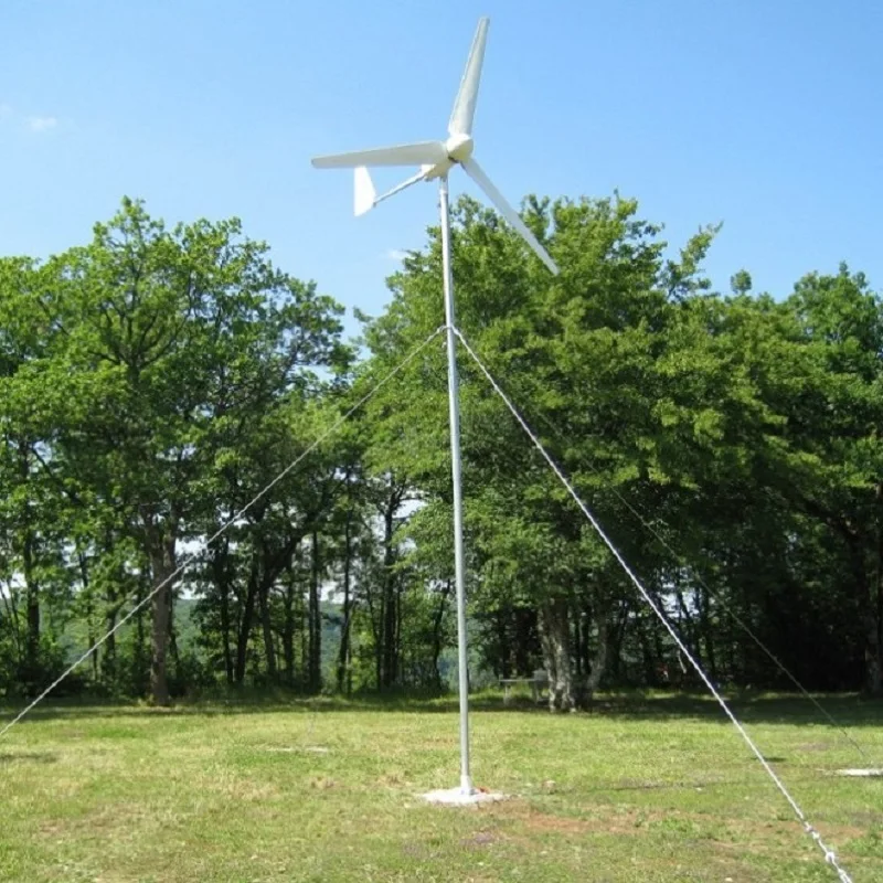 2kw wind turbine with guyed cable pole