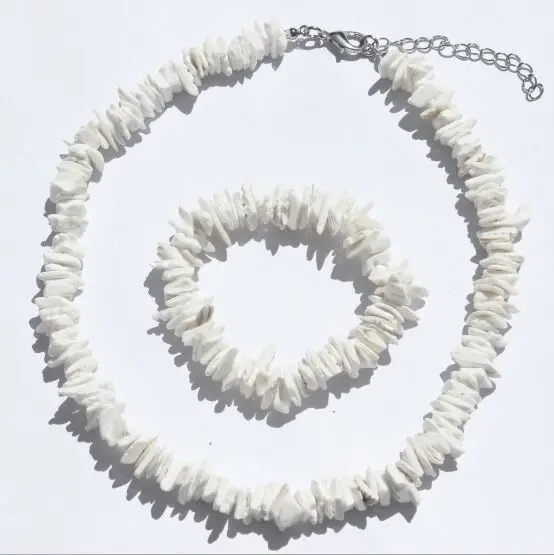 1set Seashells Collar Choker Necklace Women Natural Shells Bohemian Jewelry Choker Simple Bracelet for Woman Girls 8769-8774 - Окраска металла: Золотой цвет