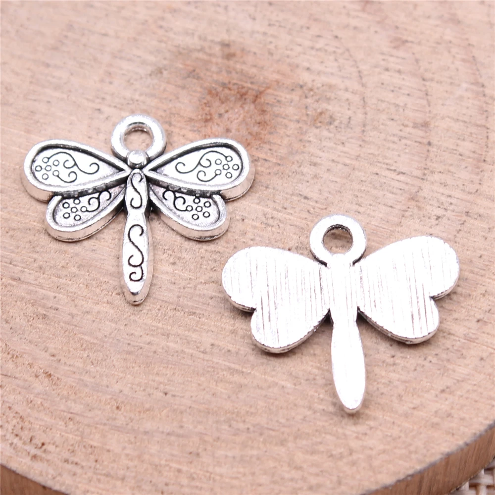 Dragonfly Charms For Jewelry Making Findings Handmade DIY Craft 20pcs Antique Silver Color