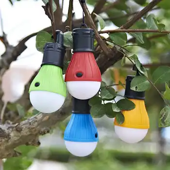 

1PC Camping Lights LED Bulb Battery Powered Tent Light Hook Flashlight Tent Light Bulb 5 Colors Hanging Lamp Portable Lantern