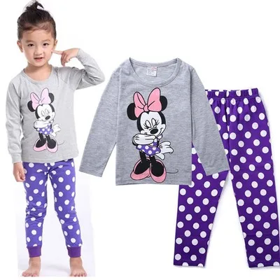 Детские пижамы с Минни для девочек брюки с длинными рукавами и рисунком Микки, пижамы для маленьких мальчиков пижамы с Минни-Маус для девочек, детские пижамы с Микки - Цвет: 3