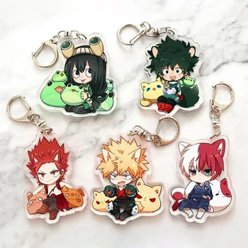

New 5Styles My Hero Academia Keychain Boku No Hero Academia Keyring Izuku Katsuki Shouto Asui Tsuyu Two sided Acrylic Key Chains