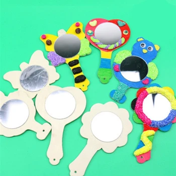 

DIY White Wood Mold Mirror Painting Handmade Craft Kids Toys Trinket Material
