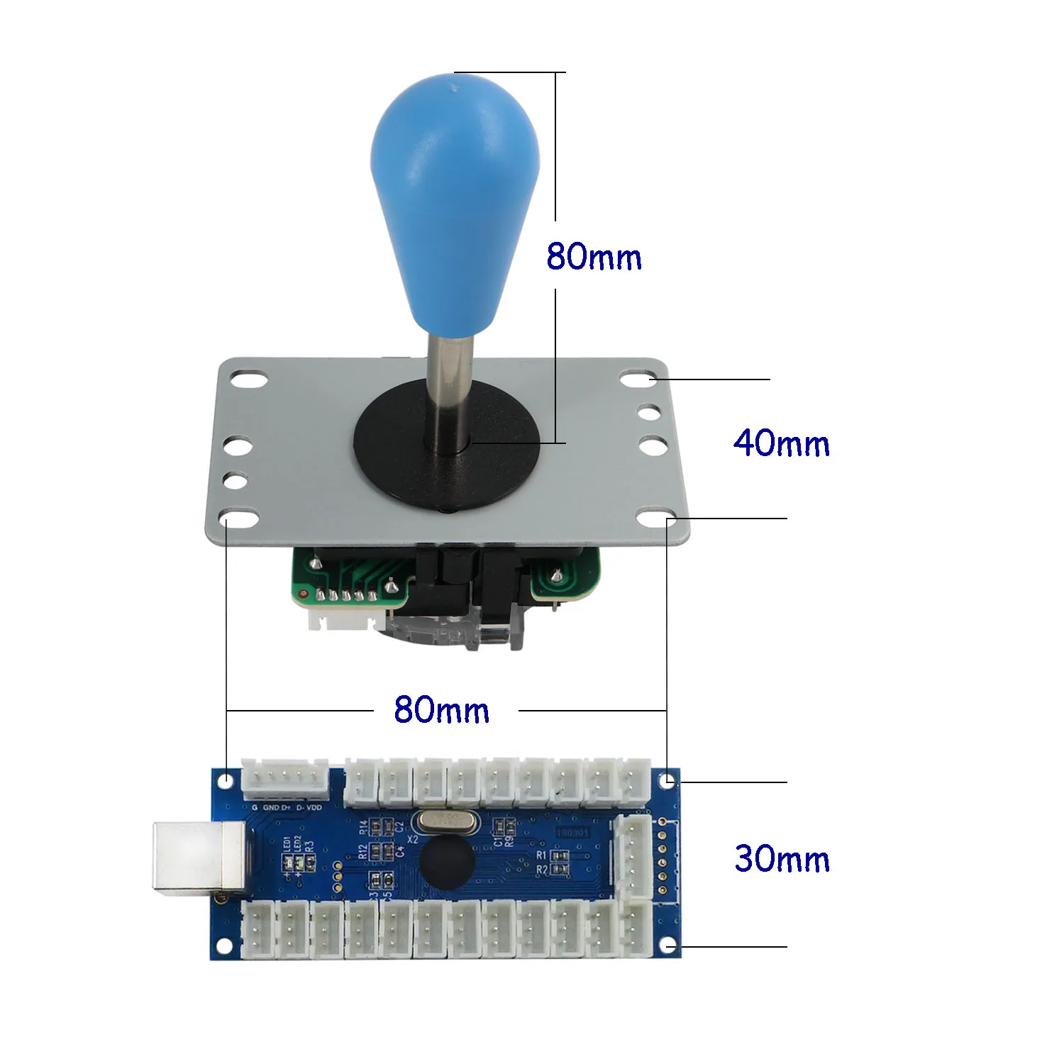 SJ@JX 2 Player Arcade Game Stick DIY Kit Button LED 8 Way Joystick USB Encoder Cable Controller for MAME Raspberry Pi