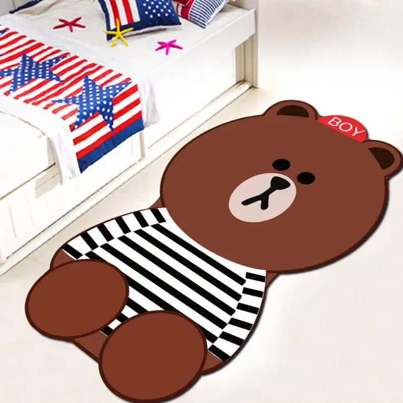 Мультфильм милый коричневый медведь Дети Детская комната круглый ковер коврики ползающие коврики для гостиной украшения открытый игровой ковер