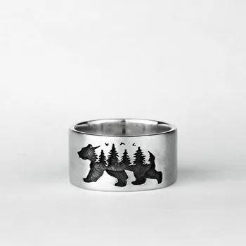 

2020 Female 925 Silver Vintage Bear Forest Ring Original Design Winding Thai Silver Animal Finger Ring Eastern European Jewelry