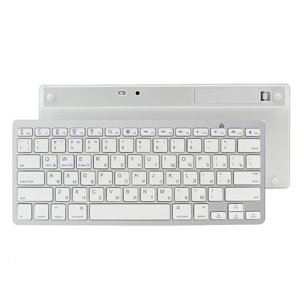 Bluetooth беспроводная клавиатура мини маленькая тонкая портативная компьютерная клавиатура для ПК ноутбука планшета iPad Apple Mac русские испанские буквы - Цвет: Russian
