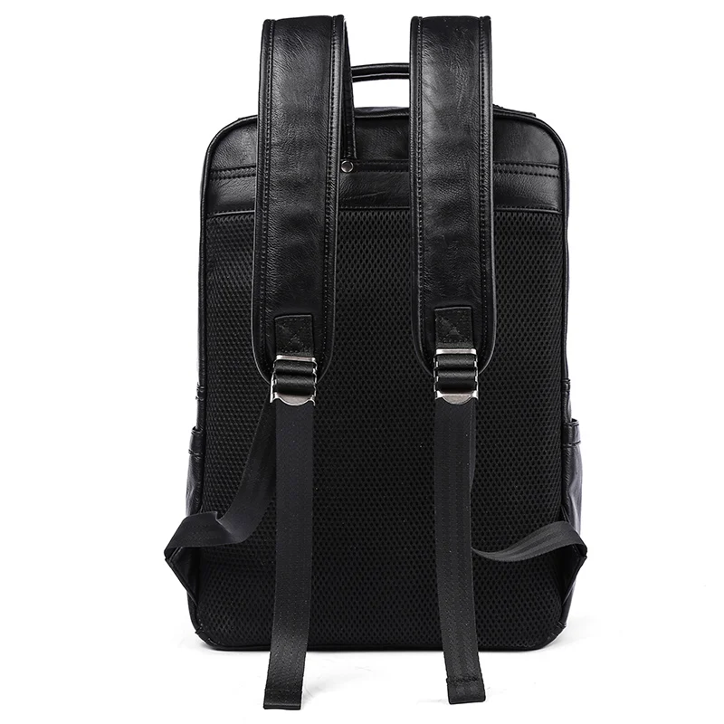 MOYYI Leather PU Backpack Men Mochila 14/15.6 inch Laptop Backpack Multifunction School Travel Wate
