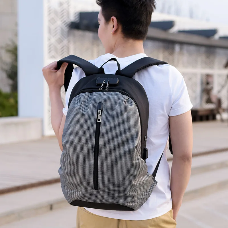 

New Style Customizable USB Rechargeable Men Backpack Casual Anti-Theft Schoolbag Backpack Travel Bag