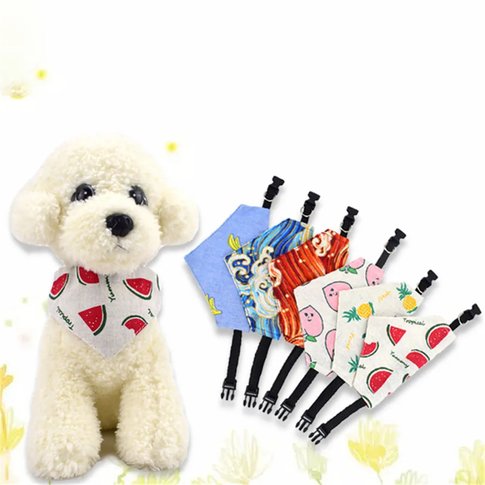 

Pet supplies Printed saliva towel Pet saliva towel Cat and dog double-layer linen water towel Collar Cotton linen towel