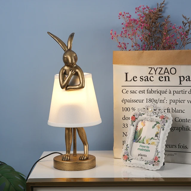 Lampe de Table en résine en forme de lapin, Design Vintage – Image 3