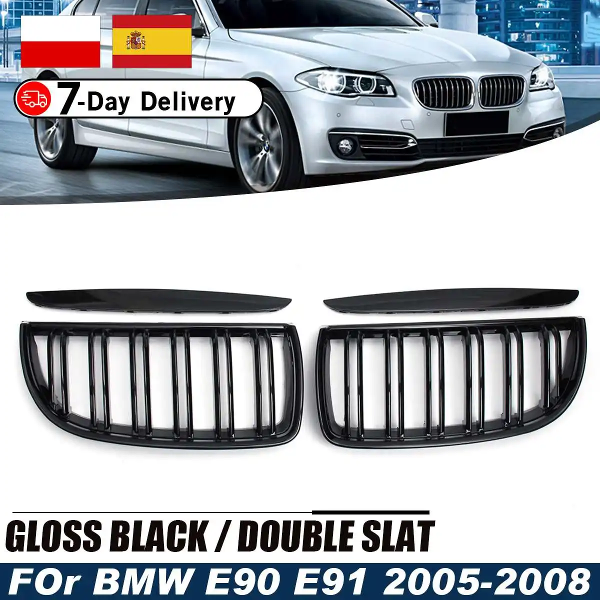Front Kidney Grille Front Grille Kidney Grille Trim Kit Pair For BMW E90-E91 3 Series 2004-2007/E60-E61 2003-2010/E39 97-03/F10-F11 F18 09-17/F32 13-17/F20