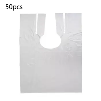 

50Pcs Disposable Hair Cutting Capes Salon Barber Waterproof Plastic Neck Shawl